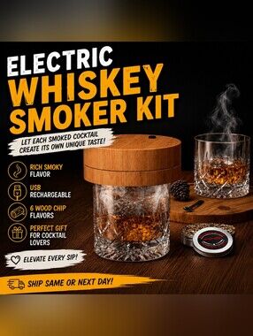 Electric Whiskey Smoker Kit for‎ Cocktails 6 Wood Chip Flavors USB Rechargeable